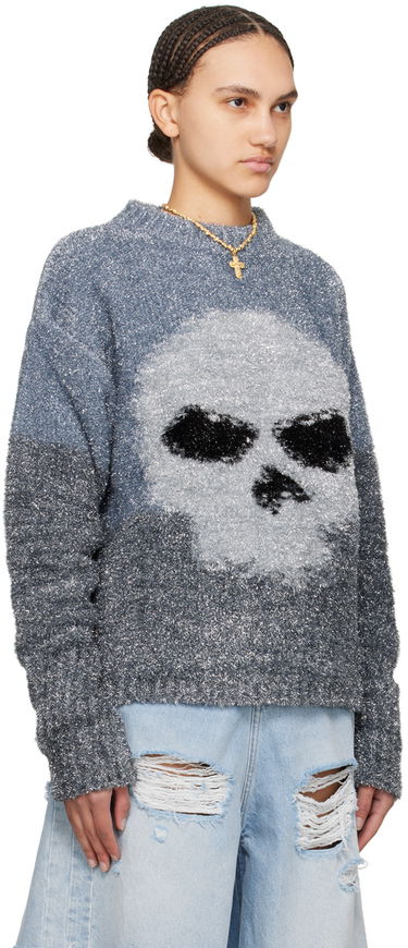 Sveter ERL Intarsia Knit Skull Sweater Šedá | ERL08N367, 1