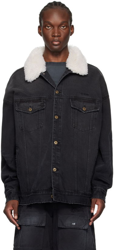Bunda We11done Oversized Denim Jacket with Fur Collar Čierna | WD-DJ2-24-363-U-BK, 0