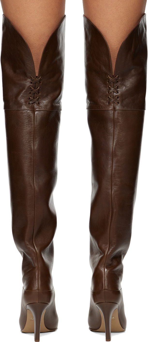 Ponožky CHLOÉ Chloé Eve Thigh-High Leather Boots Hnedá | CHC24W03POO, 1