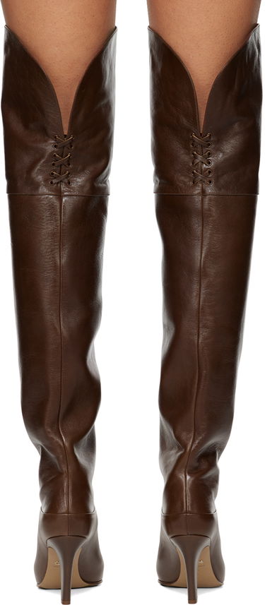 Ponožky CHLOÉ Chloé Eve Thigh-High Leather Boots Hnedá | CHC24W03POO, 1