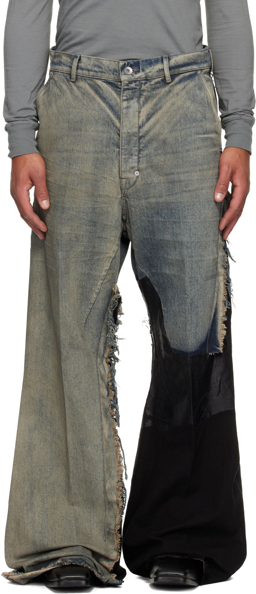 Džínsy Rick Owens Concordians Joris Distressed Patchwork Wide-Leg Jeans Rôznofarebný | RR02E1308 DWG769