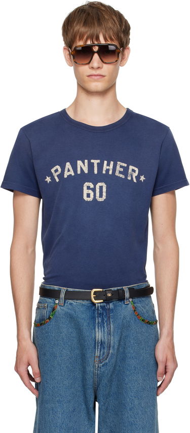 Tričko Valentino Valentino 'Chez Valentino' Panther 60 Graphic T-Shirt Modrá | 7V3MG17EAYD, 0