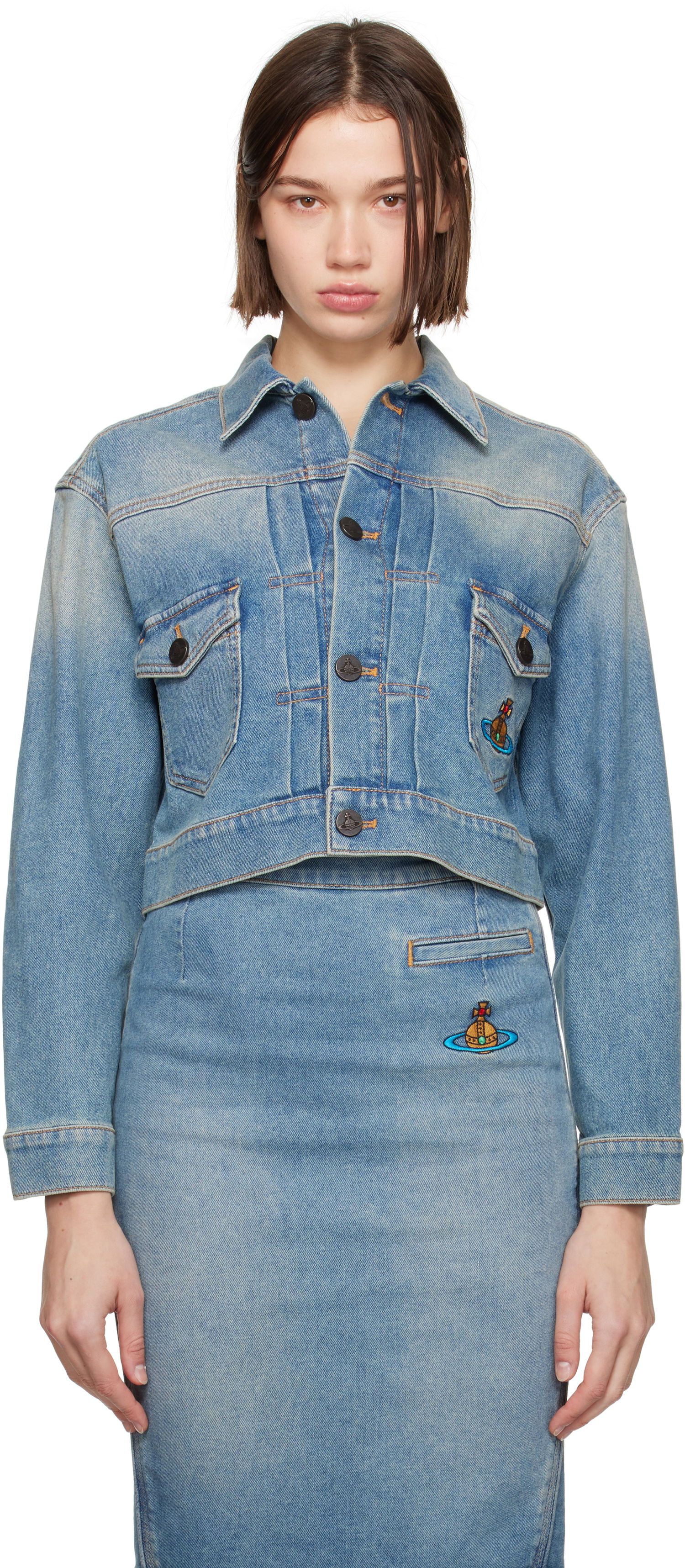Bunda Vivienne Westwood Cropped Denim Jacket Modrá | 19010018-W010G-, 0