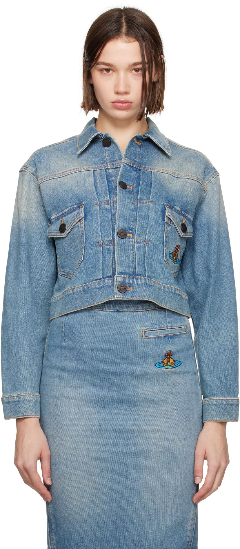 Bunda Vivienne Westwood Cropped Denim Jacket Modrá | 19010018-W010G-