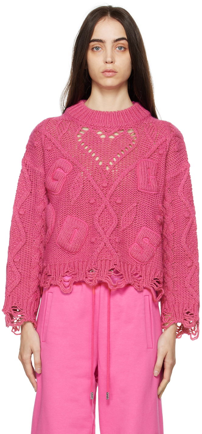 Sveter GCDS GCDS Embroidered Boxy Sweater Ružová | AI22W380925, 0
