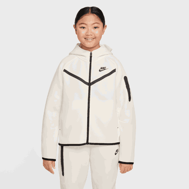 Mikina Nike Girls' Sportswear Tech Fleece Full-Zip Hoodie Biela | HV8695-133, 1