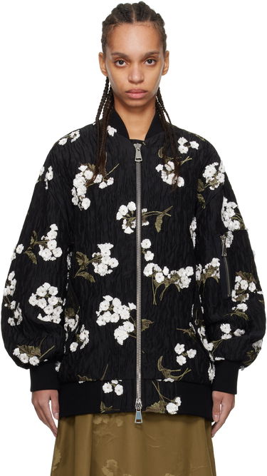 Bomber bunda Erdem Erdem Floral Appliqué Bomber Jacket Čierna | PS25_J2_BECL, 0