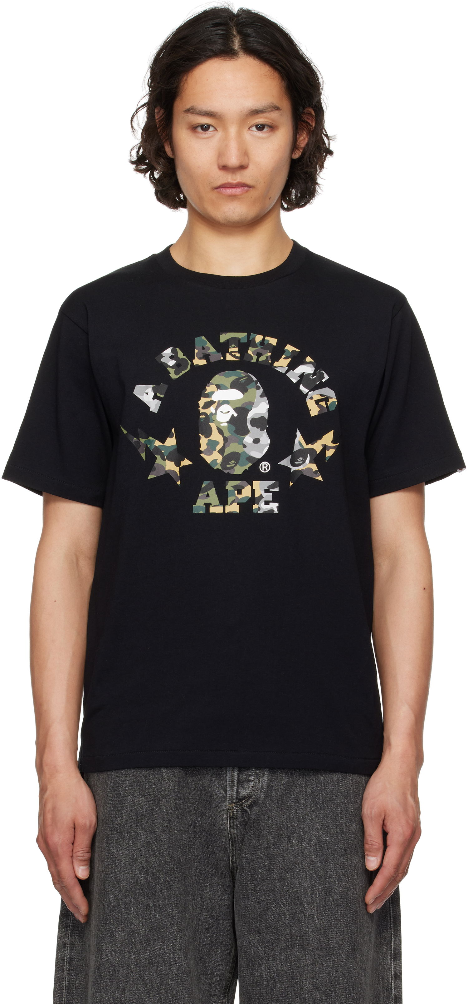 Tričko BAPE 1st Camo Crazy STA College T-Shirt Čierna | 001TEL301016M, 0