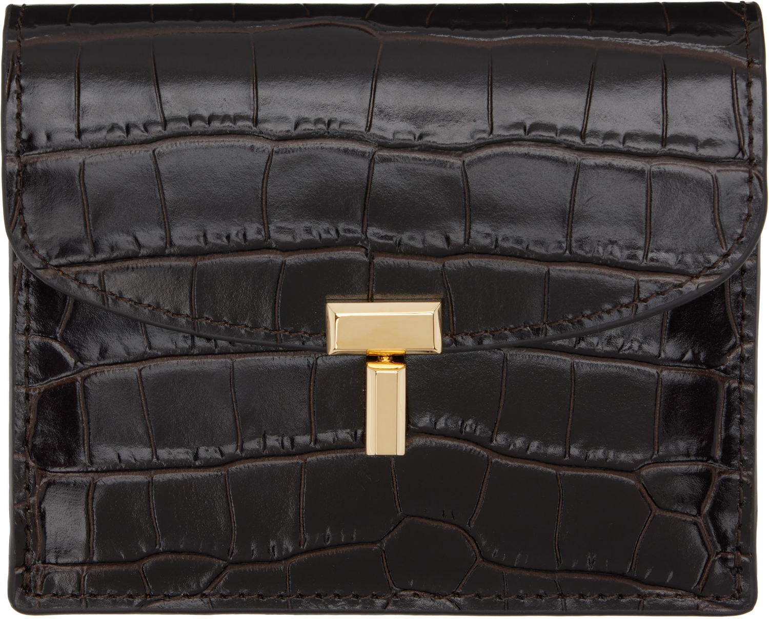 Peňaženka TOTEME TOTEME T-Lock Croco-Embossed Card Holder Hnedá | 251-WAM0042-LE0076, 0