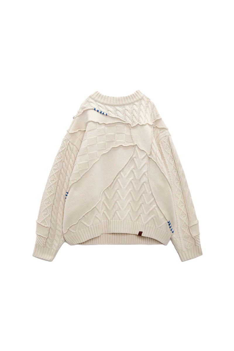 Sveter ADER ERROR Zara x Oversized Patchwork Knit Sweater Biela | 5755/002, 0