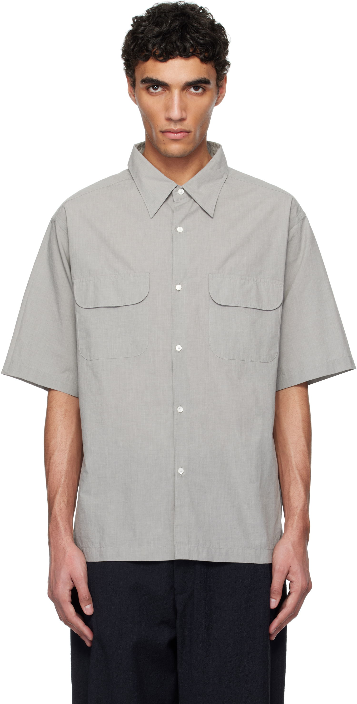 Košeľa NANAMICA nanamica Regular Collar End on End Short Sleeve Shirt Šedá | S25SG075U, 0