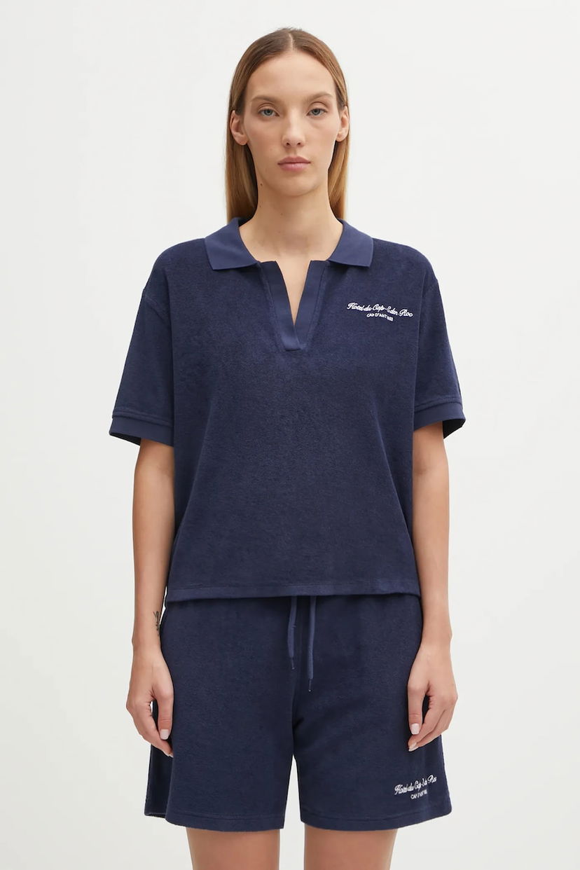 Polo tričko Sporty & Rich Eden Script Terry Polo Shirt Navy | TO00160673BL106