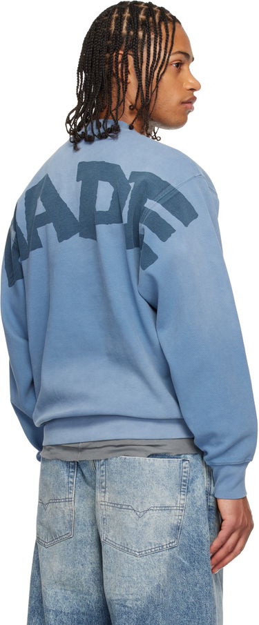 Mikina AAPE by A Bathing Ape Moonface Crew Neck Sweatshirt Modrá | AAPSWMC381XXPBLE, 2