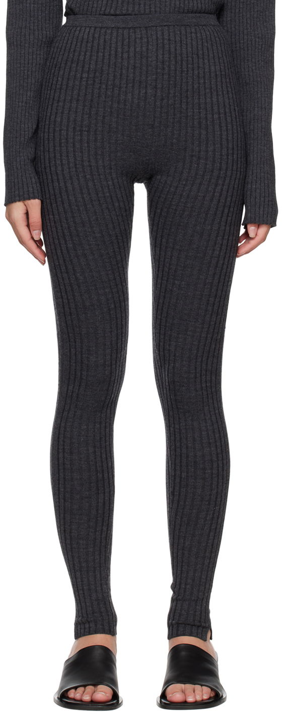 Legíny TOTEME TOTEME High-Rise Ribbed Knit Leggings Šedá | 231-2003-321, 0