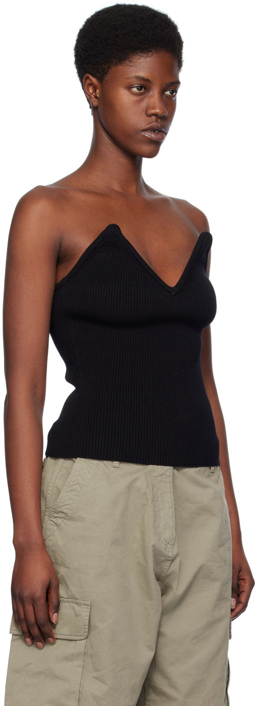 Tielko Coperni Coperni V-Neck Ribbed Knit Camisole Čierna | COPML90852, 1