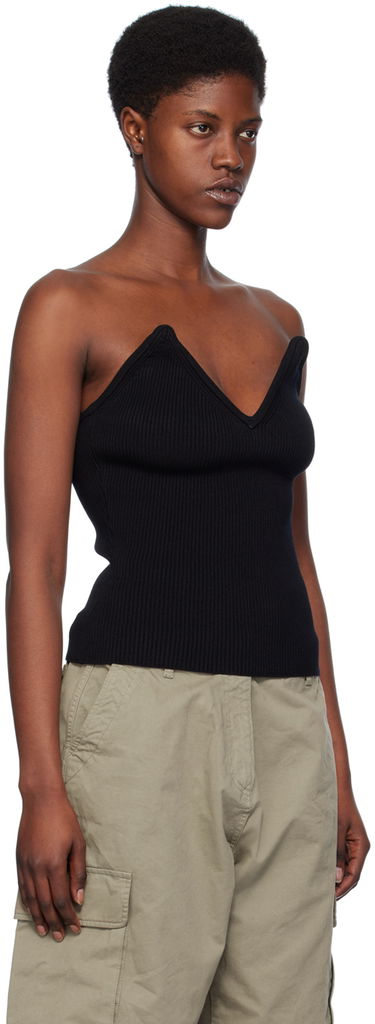 Tielko Coperni Coperni V-Neck Ribbed Knit Camisole Čierna | COPML90852, 1