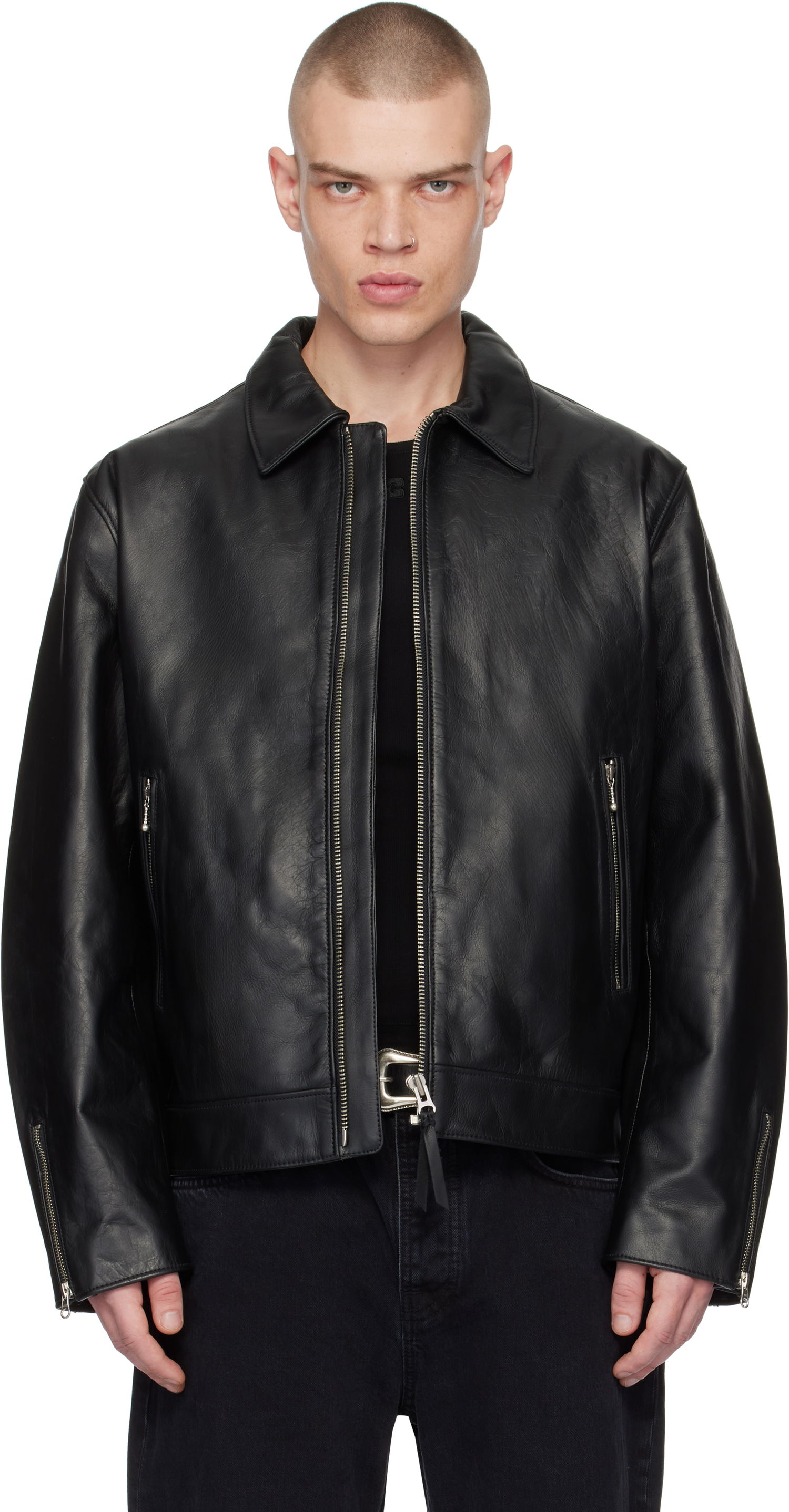 Bunda Nudie Jeans Leather Jacket Eddy Rider Čierna | 160930, 0