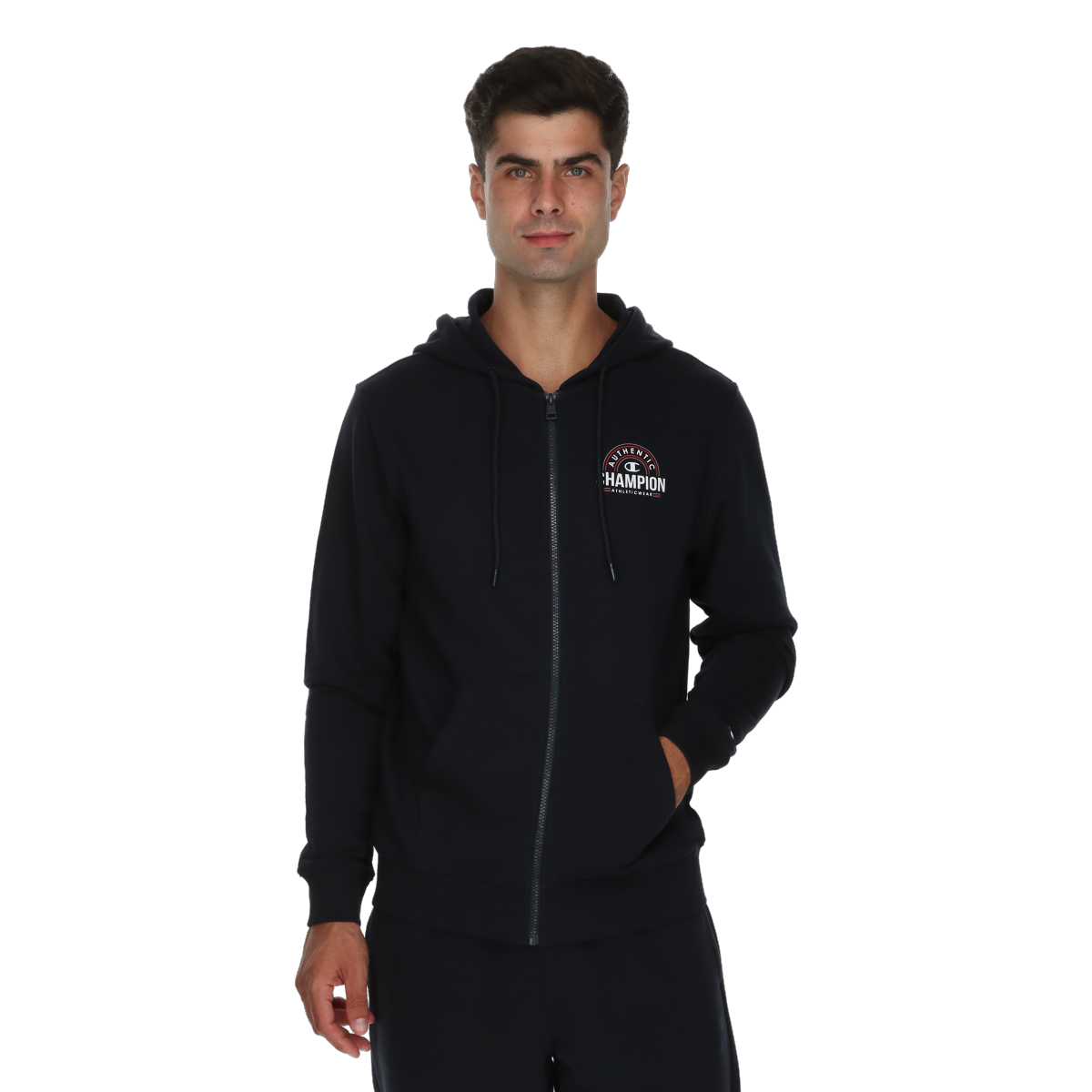 Mikina Champion Authentic Athletic Hooded Full Zip Sweatshirt Čierna | 222112-BS501, 0