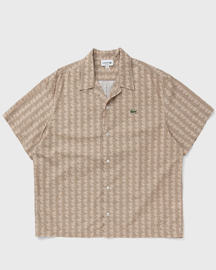 Košeľa Lacoste SHORT SLEEVED MONOGRAM PRINT SHIRT Béžová | CH8792-IRP