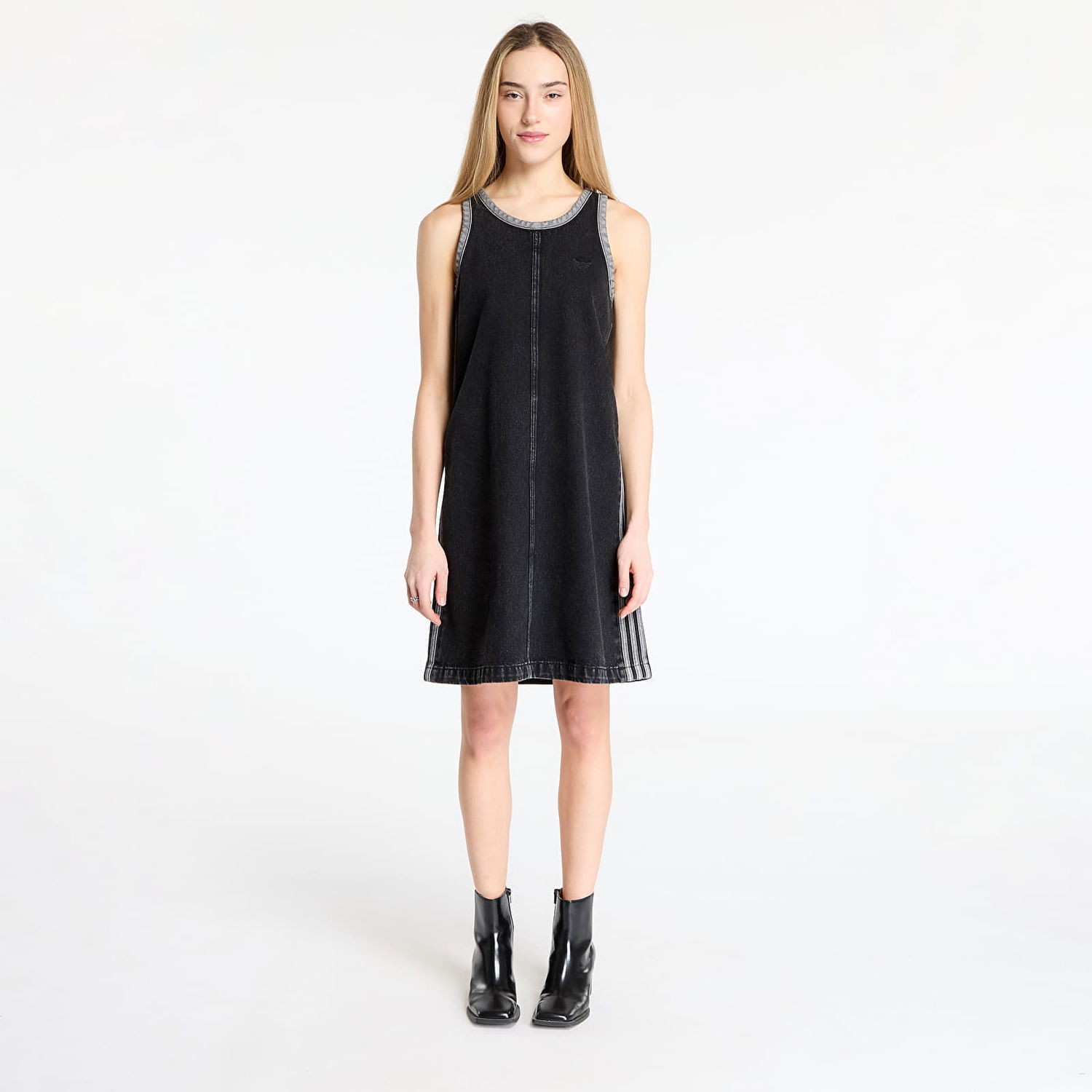 Šaty adidas Originals Adicolor Denim 3 Stripes Tank Dress Čierna | JD3108, 0