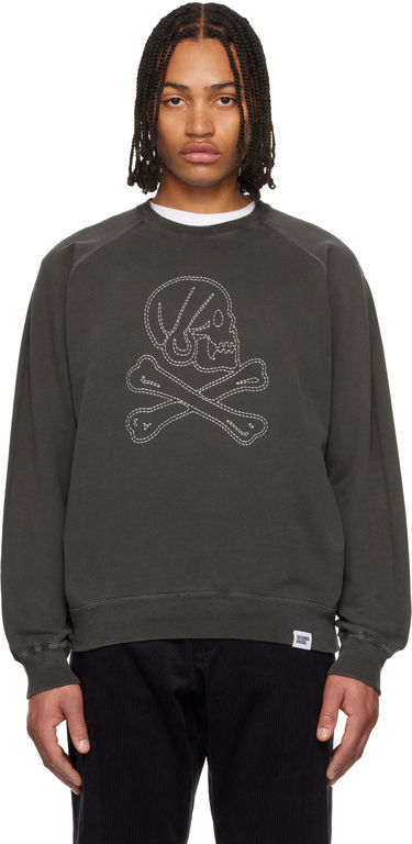 Mikina Neighborhood Pigment Dyed Sweatshirt with Stitched Skull and Crossbones Šedá | 252FPNH-CSM04, 0