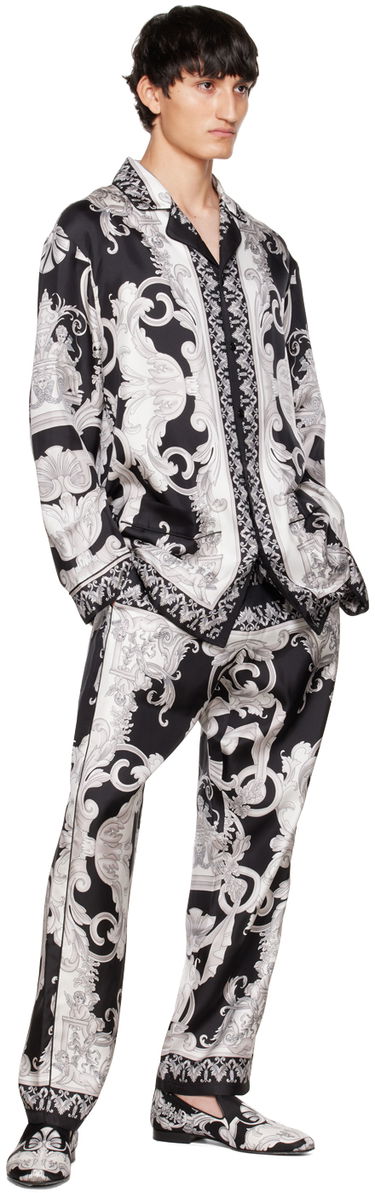 Pyžamo Versace Versace Baroque Print Silk Pajama Shirt Čierna | 1005376 1A04450, 3