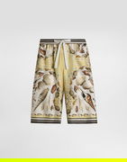 Printed Silk Twill Seashell Shorts