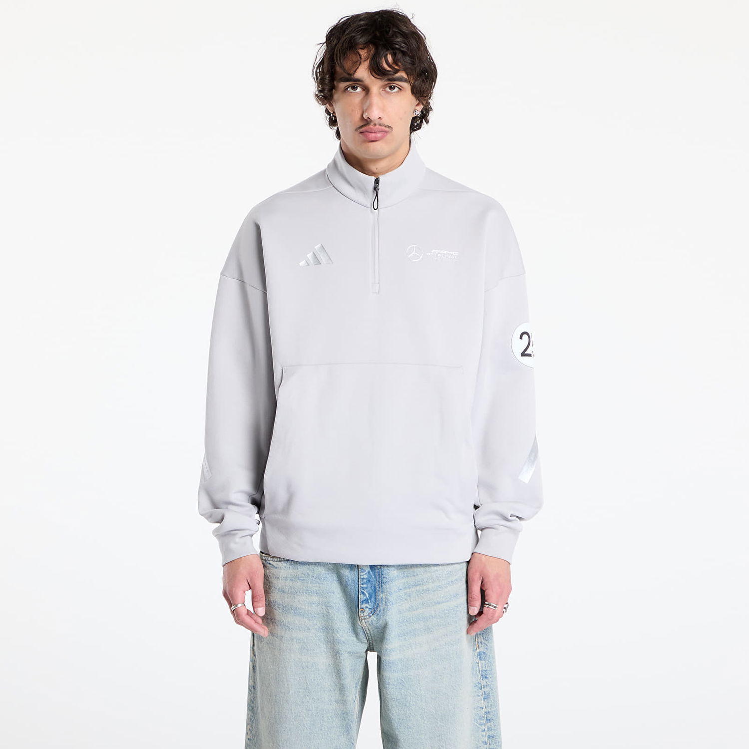 Mikina adidas Performance adidas x Mercedes Half Zip Sweatshirt Šedá | JW3477, 0
