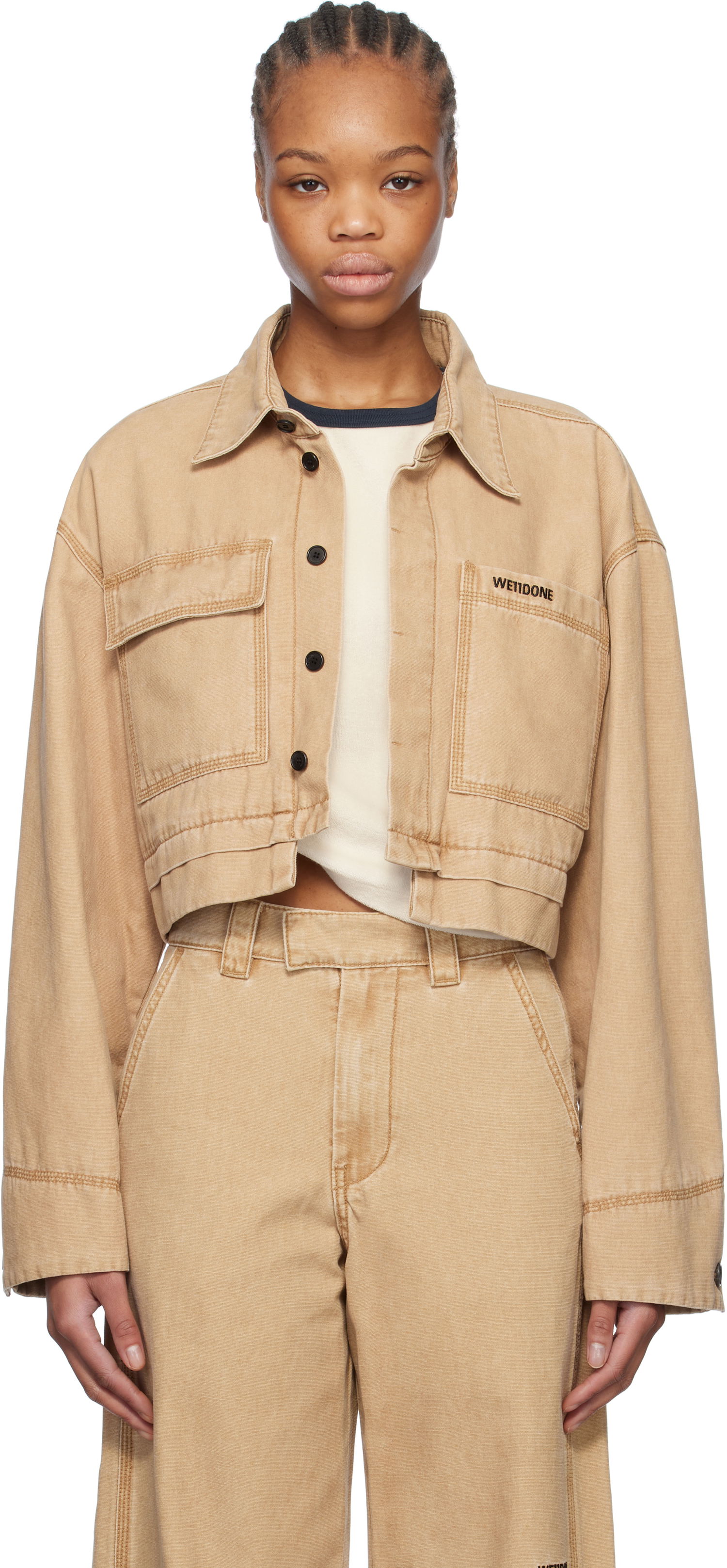 Bunda We11done We11done Cropped Work Jacket Béžová | WD-JK0-25-055-W-BG, 0