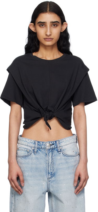 Tričko rag & bone Tie Front T-Shirt Čierna | WCC24PT007MC07, 0