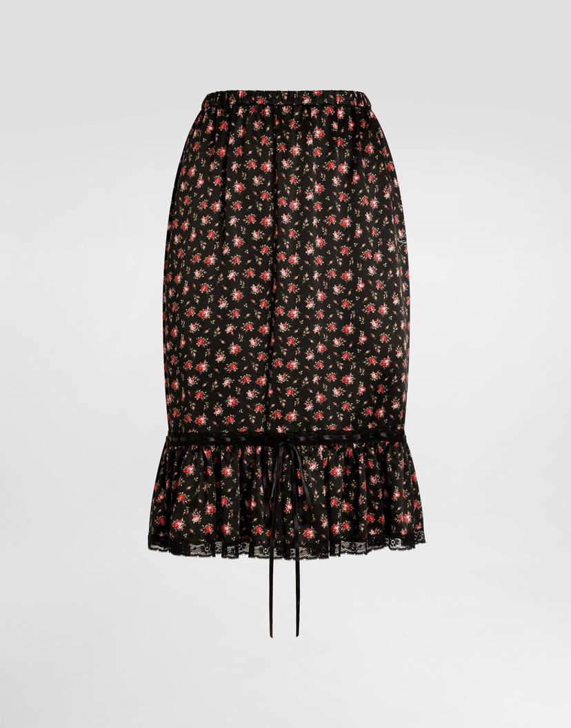 Sukňa Dolce & Gabbana Small Rose-print Skirt with Elasticated Waist and Flounce Rôznofarebný | F4DCYTIS10HHN5XJ