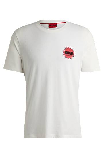 Tričko BOSS HUGO Men's Cotton-Jersey T-Shirt with Racing Logo Biela | 50530641, 0