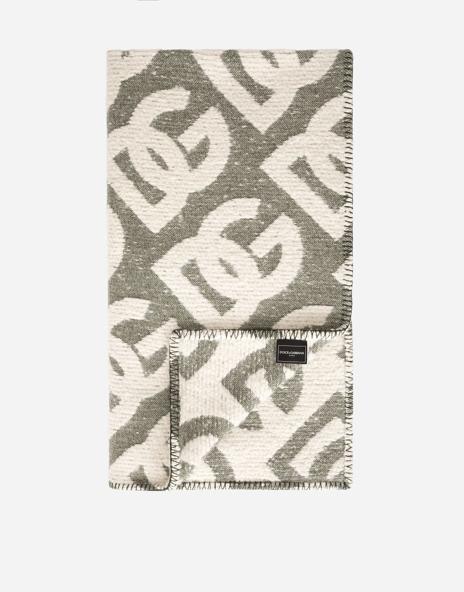 Home decor Dolce & Gabbana Dolce & Gabbana Wool, Silk, And Cashmere Monogram Pattern Blanket Onesize Šedá | TCE012TCAN1U0020, 1