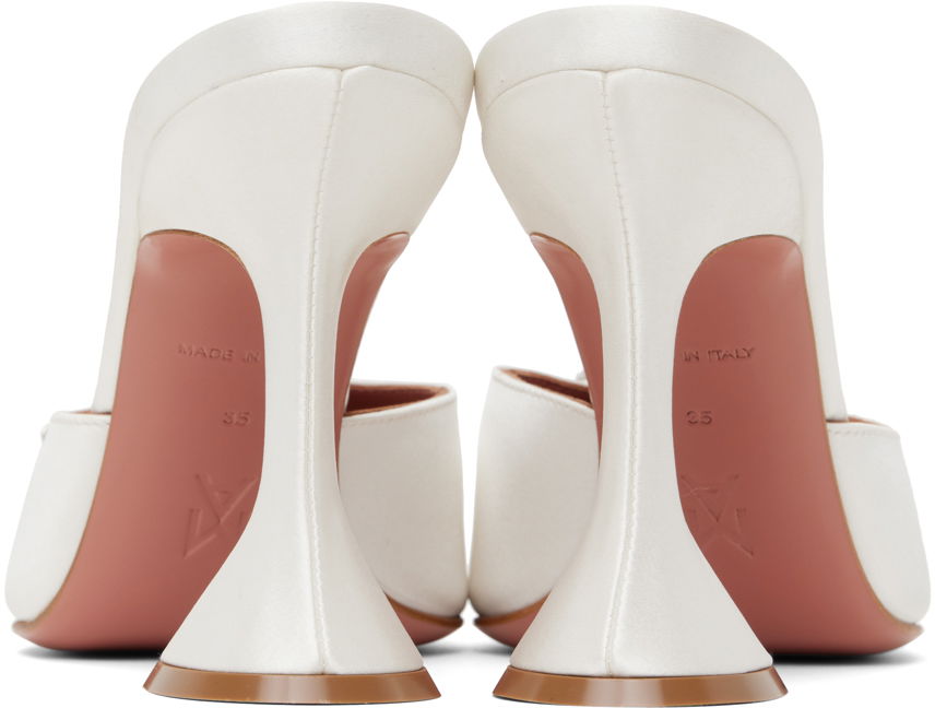 Tenisky a topánky Amina Muaddi Sculptural Heel Leather Mules Biela | BEGUM MULE CL SATIN, 1