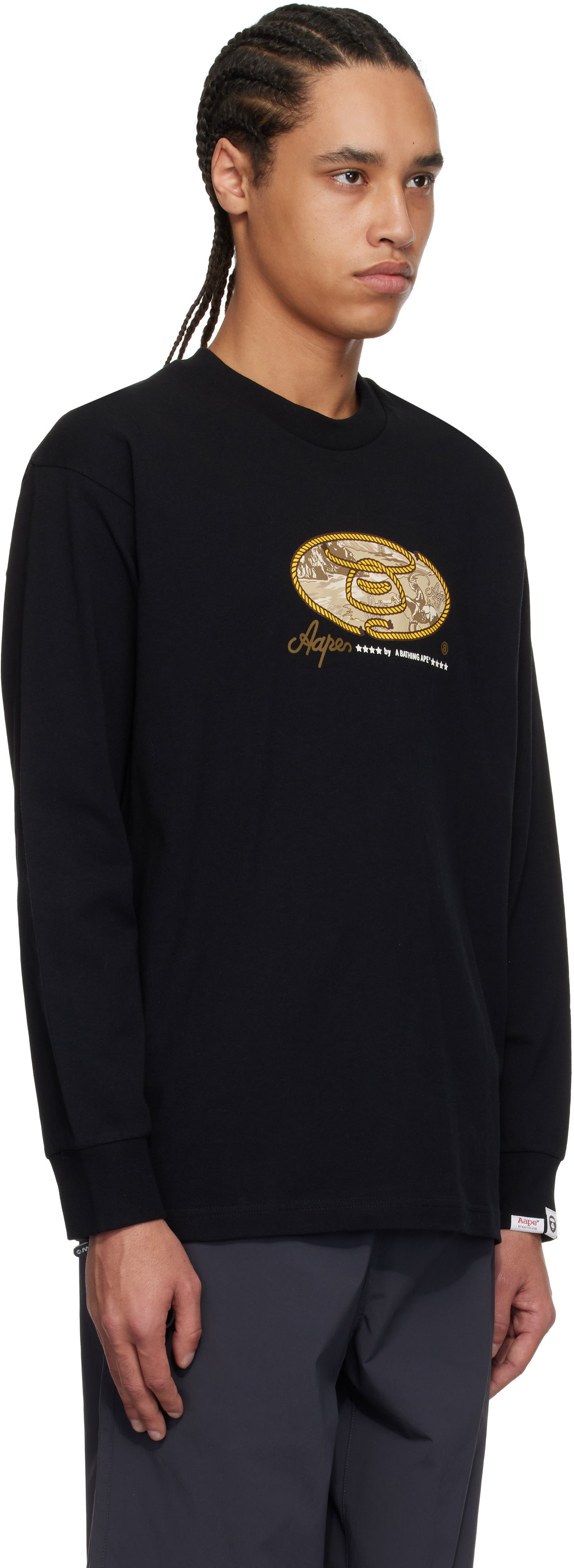 Mikina AAPE by A Bathing Ape AAPE by A Bathing Ape 'AAPE' Theme Long Sleeve T-Shirt Čierna | AAPLTM1621XXNBKX, 1