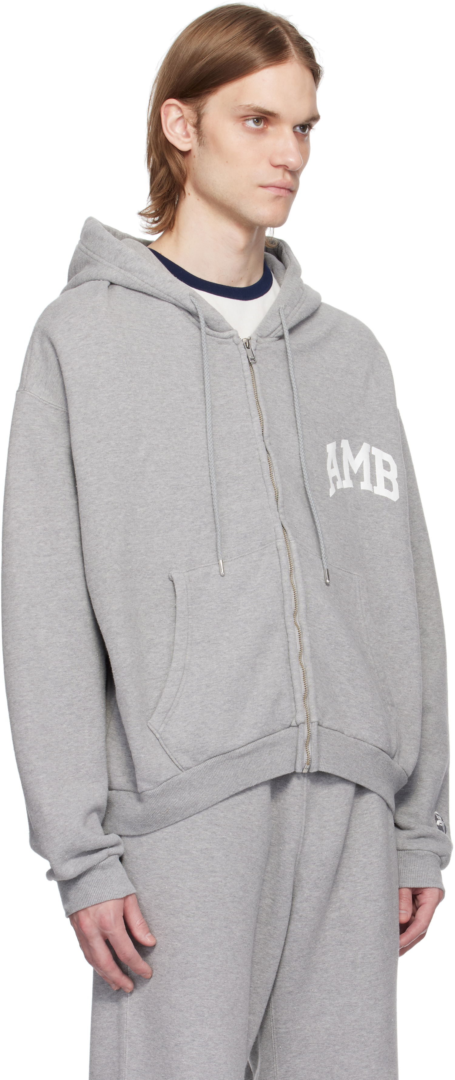 Mikina Ambush AMBUSH 'AMB' Graphic Zip-Up Hoodie Šedá | 12115333, 1