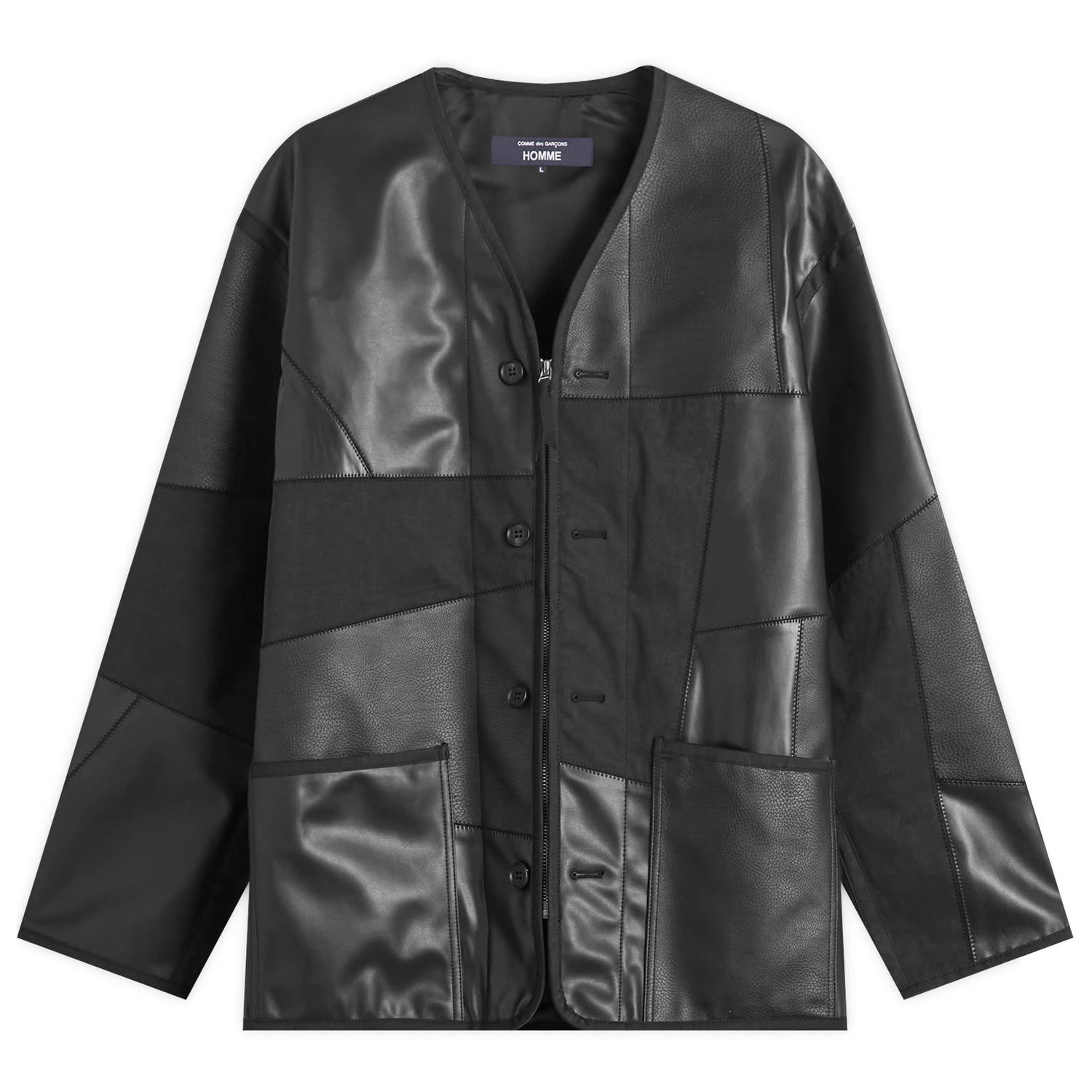 Bunda Comme des Garçons Homme Leather Mix Jacket Čierna | HP-J010-W25-1, 0