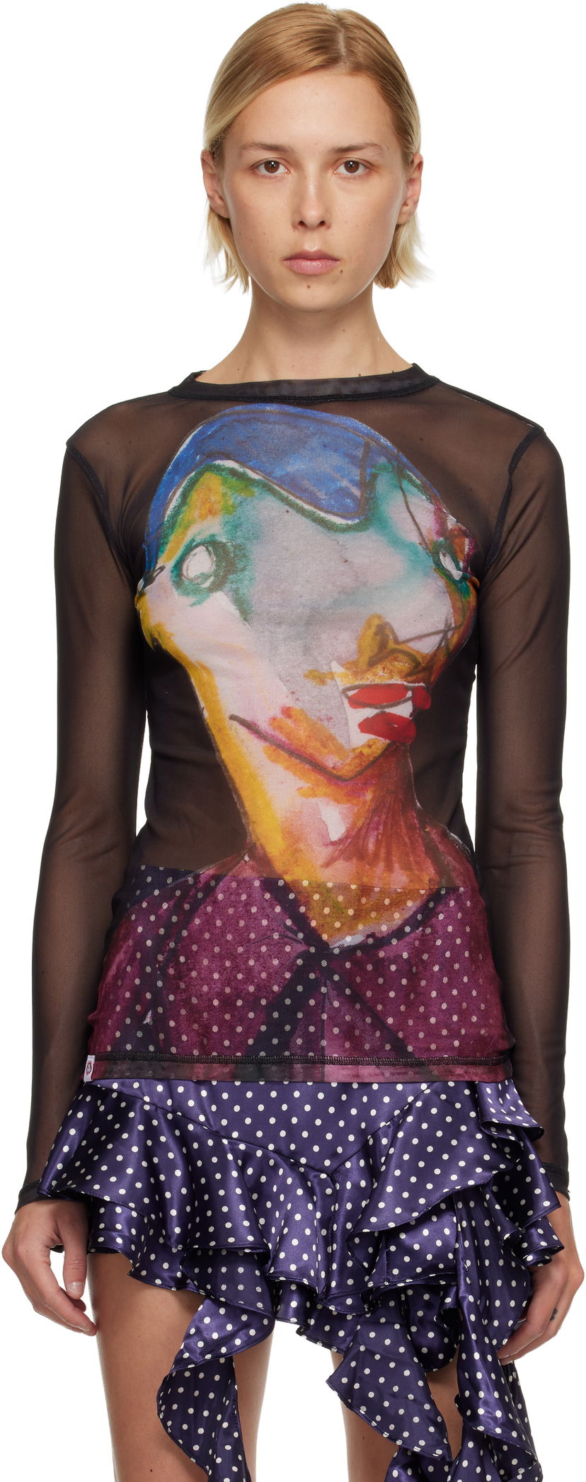 Tričko Charles Jeffrey Loverboy Graphic Powermesh Long Sleeve T-shirt Rôznofarebný | 52080202