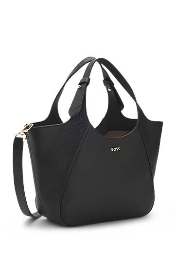 Tote bag BOSS Grained-leather tote bag with logo lettering Čierna | 50552118, 1