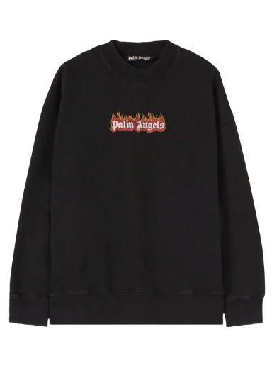 Mikina Palm Angels Burning Logo Crewneck Čierna | PMBA065F22FLE0041001