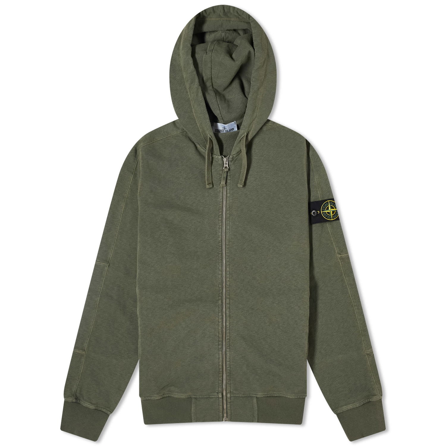 Mikina Stone Island Garment Dyed Malfile Zip Hoodie Zelené | 801563160-V0159, 0