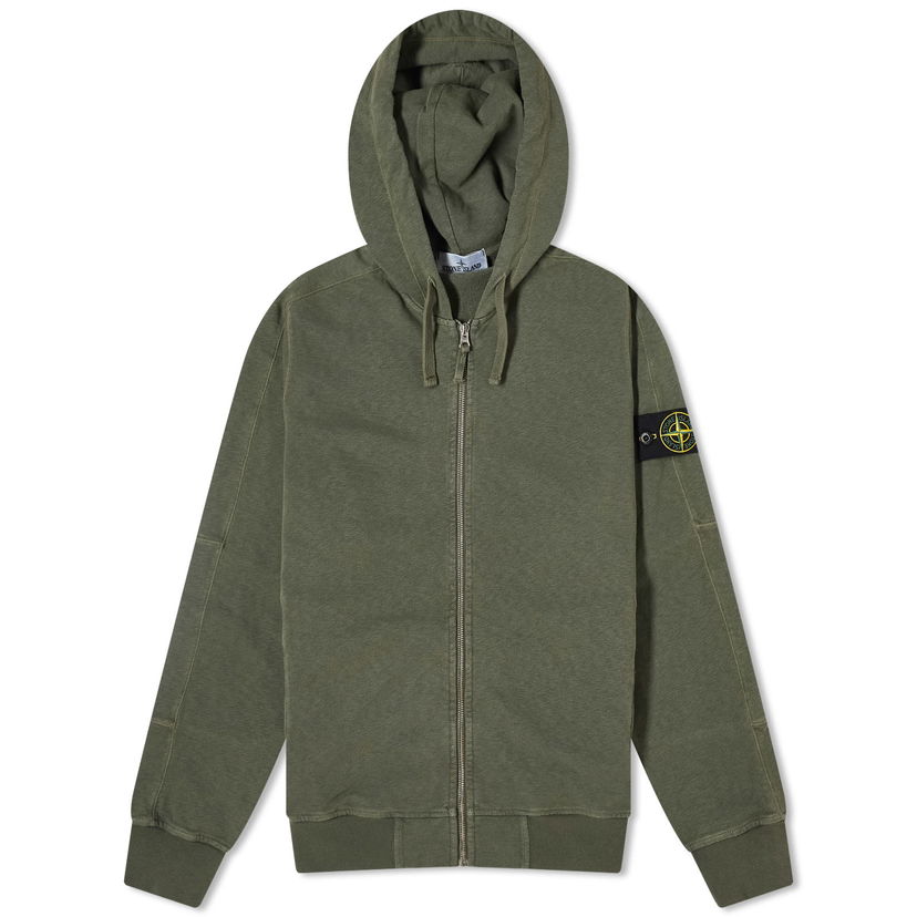 Mikina Stone Island Garment Dyed Malfile Zip Hoodie Zelené | 801563160-V0159