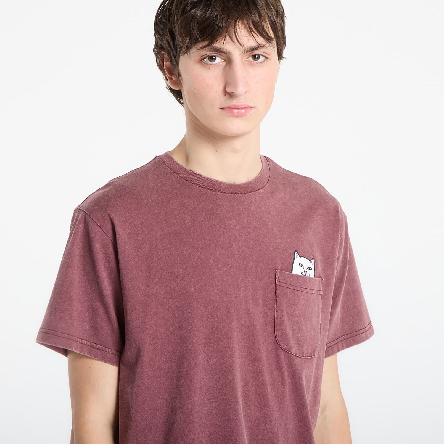 Tričko RIPNDIP T-shirt Lord Nermal Pocket Tee Vintage Wash Vínová | RNDSMU25LN6, 1