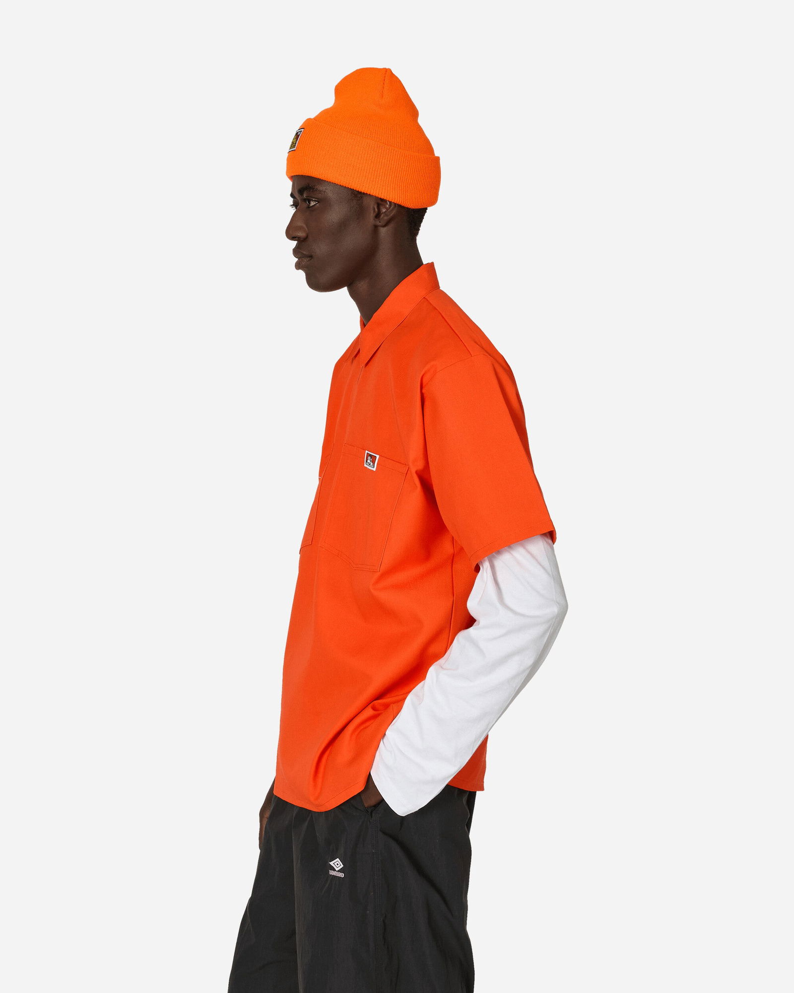 Men's Orange Half-Zip Short Sleeve Shirt