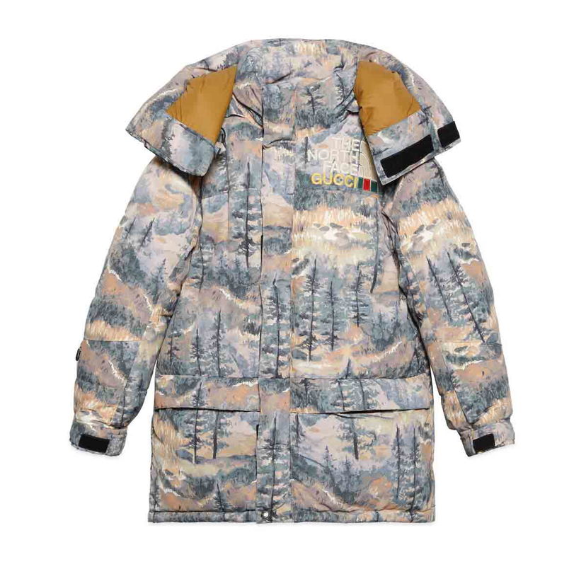 Prešívaná bunda Gucci The North Face x Padded Jacket Forest Print Šedá | ‎663921 XAADD 3229