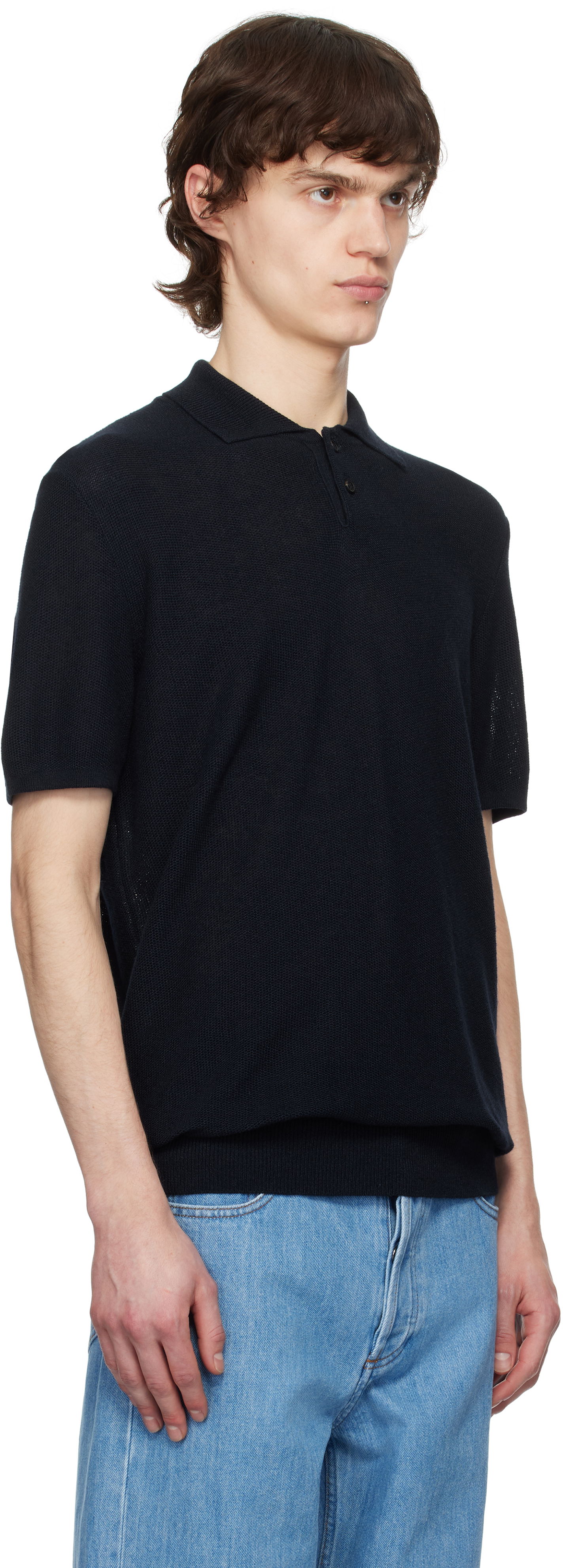 Polo tričko A.P.C. A.P.C. Jay Knit Polo Shirt Navy | VIAJC-H23315, 1