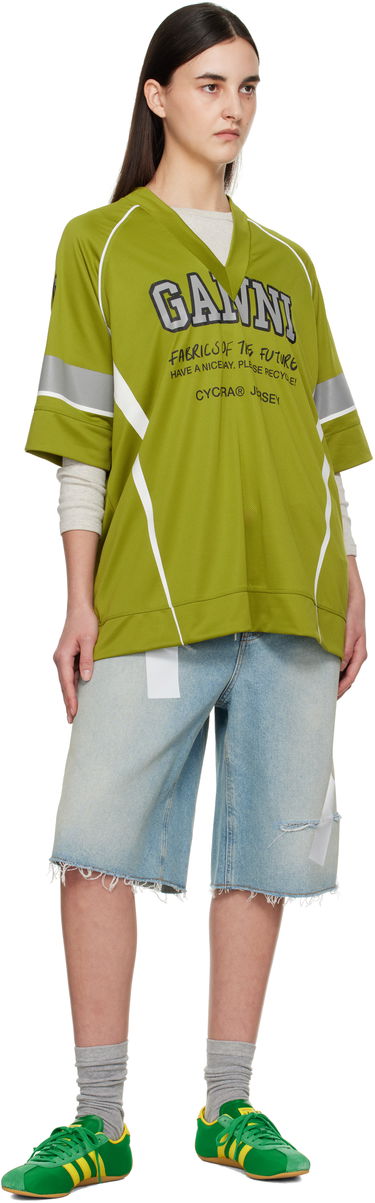 Dres GANNI GANNI Future Mesh Oversized T-Shirt Zelené | T4299, 3