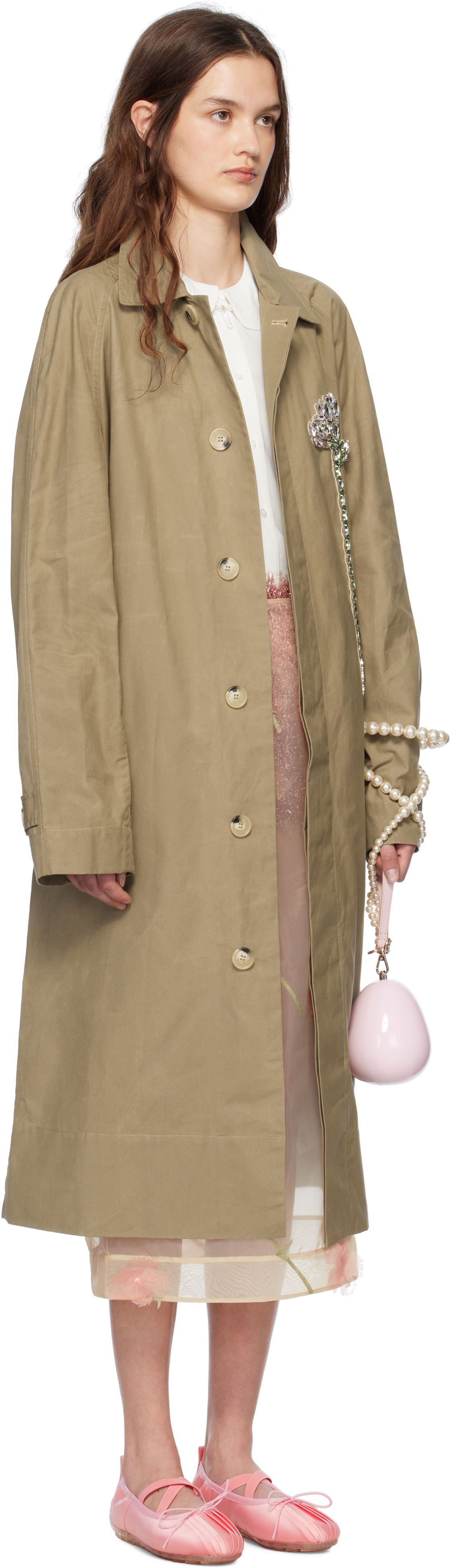 Trenčkot Simone Rocha Simone Rocha Embellished Carnation Car Coat Béžová | 2068DB-W 1247, 1