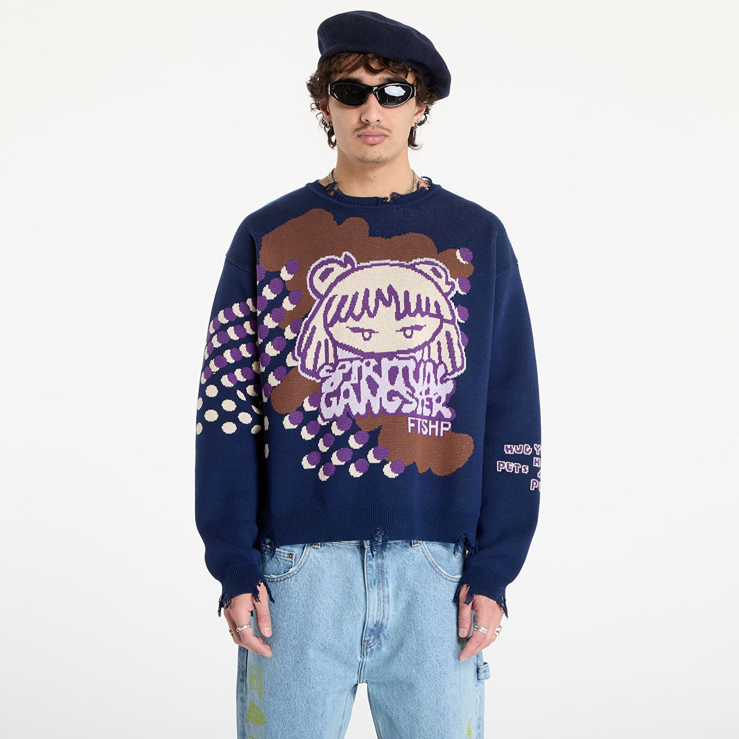 Sveter Footshop Spiritual Gangster Print Crewneck Modrá | FTSHP_392, 0