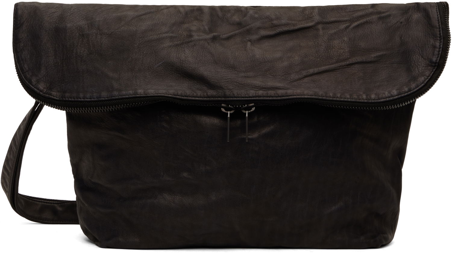 Taška cez rameno Yohji Yamamoto YOHJI YAMAMOTO Flap Leather Shoulder Bag Čierna | HP-I02-770, 0